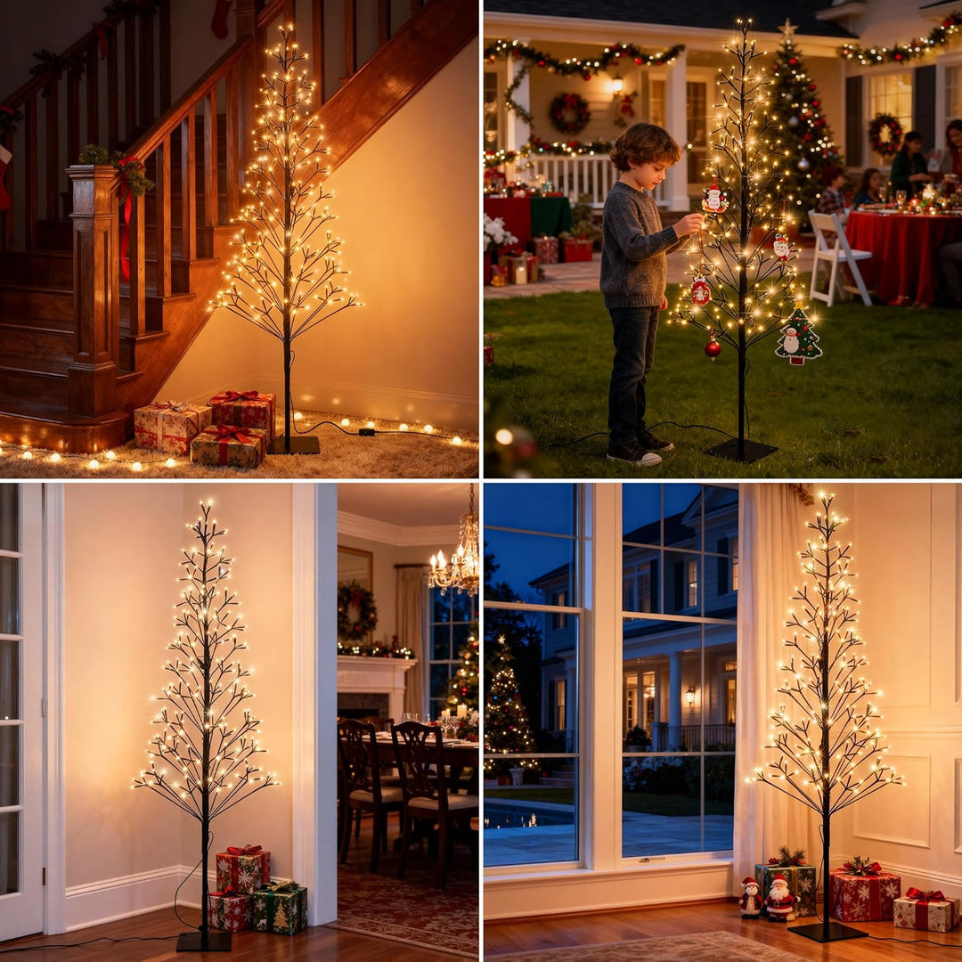 1.5M im Freien künstlichen Baum enthält 27 LED Warmweisse Blinkende Glühbirne - 216 LED Pre lit Weih
