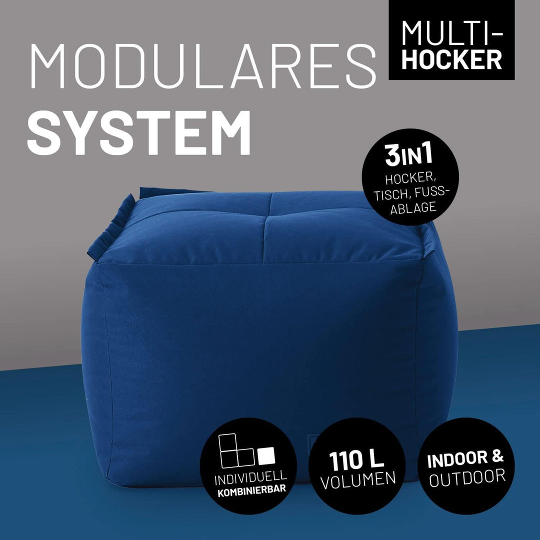 Lumaland Sitzsack-Lounge Modular Pouf | Individuell erweiterbarer & leichter Hocker | Waschbare Sitz
