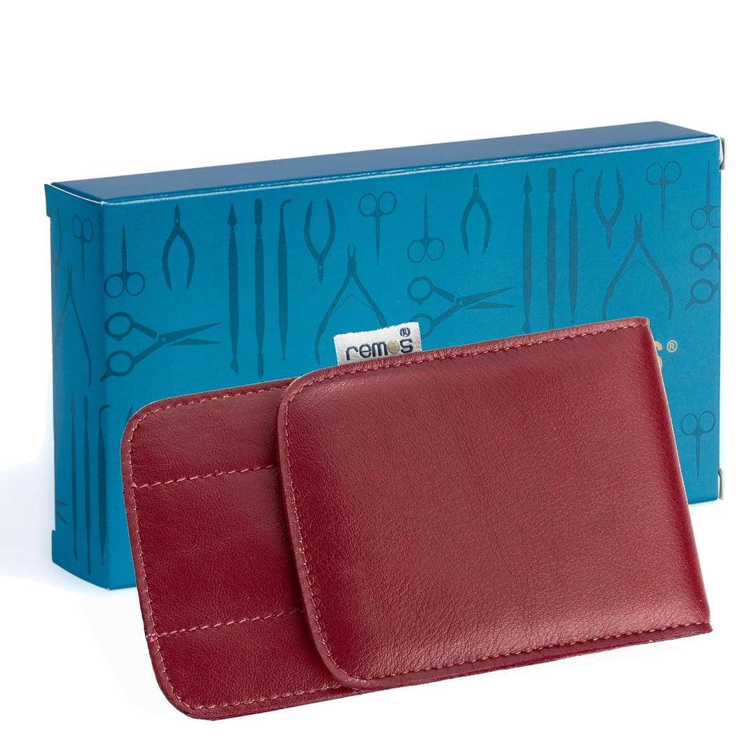 REMOS Nageletui leer aus echtem Leder zum Bestücken mit 4 Instrumenten - rot, Rot