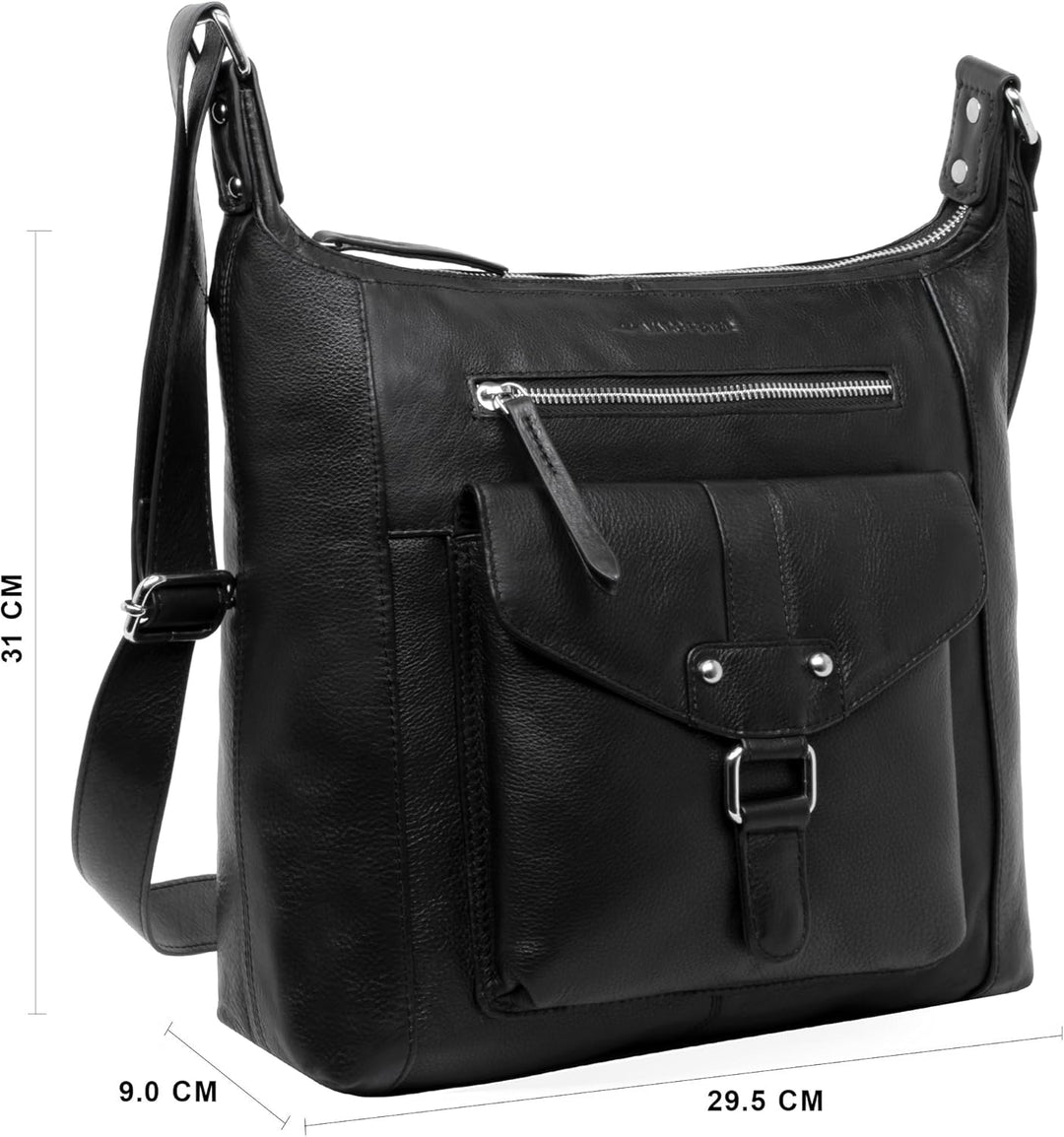 Marc Peter Melbourne Damen Schultertasche I Damen handtasche aus Nappaleder I Vintage Umhängetasche