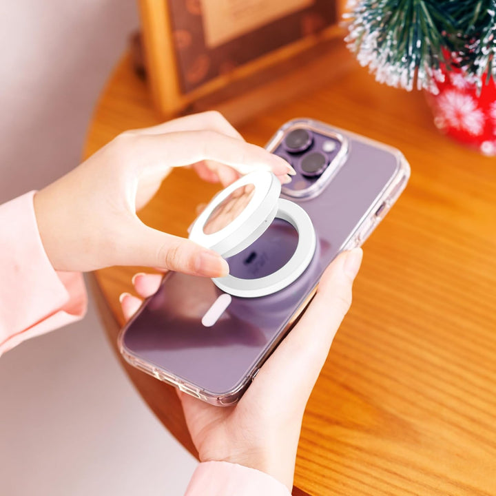 JJC Magnetisches LED-Selfie-Ringlicht Handy Selfie Mirror mit 3 Helligkeitseinstellungen – rastet au