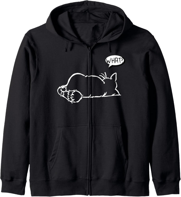 faule Katze Statement Spruch - What? - Katzen Kapuzenjacke