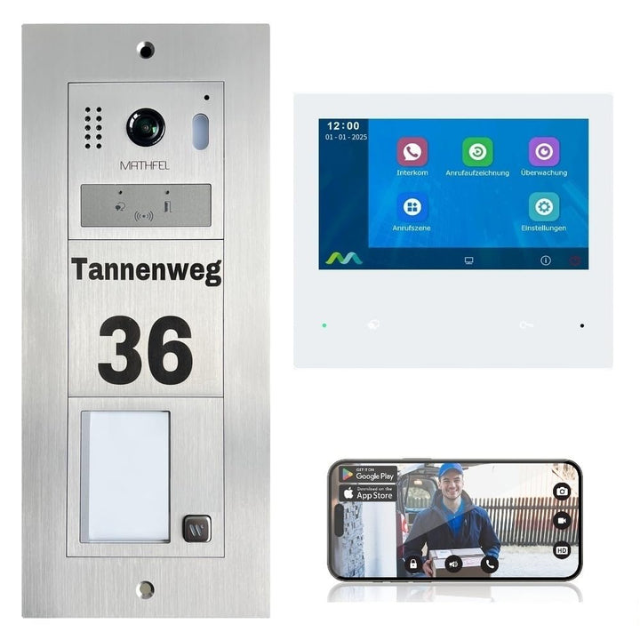 MATHFEL 2-Draht-Bus WLAN Video Türsprechanlage - Personalisierte Aussenstation inklusive Gravur, ide