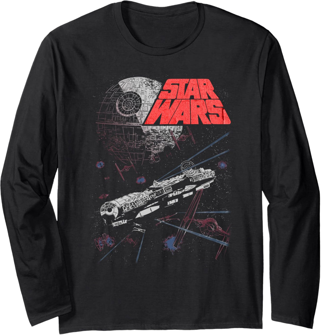 Star Wars Retro Epic Space Battle Falcon Tie Fighter Langarmshirt