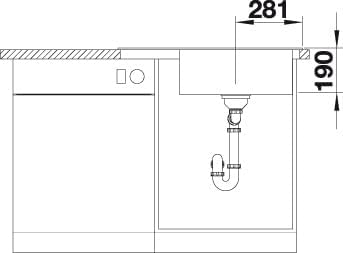 BLANCO ZENAR XL 6 S Compact | SILGRANIT felsgrau | Einbauart: Einbau von Oben | Hauptbecken rechts |