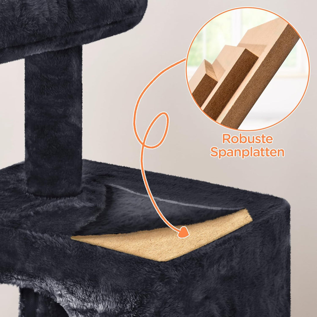 Yaheetech 91 cm Kratzbaum stabil Katzenbaum mit grosser Plattform schwarz | FSC-zertifizierte Spanpl