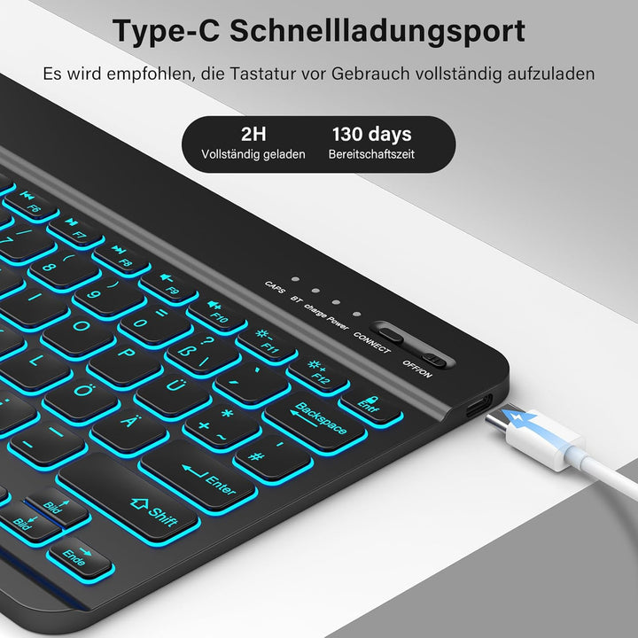CC Store Hülle mit Tastatur für iPad Air 13 Zoll M3 2025/M2 2024, iPad Pro 12.9 Zoll 6/5/4/3 Gen, Ma