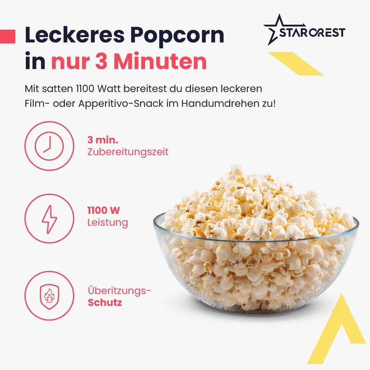 STARCREST Popcorn-Maker Popcornmaschine für Zuhause, Heimkino Popcornautomat, mini Popcorn Maschine