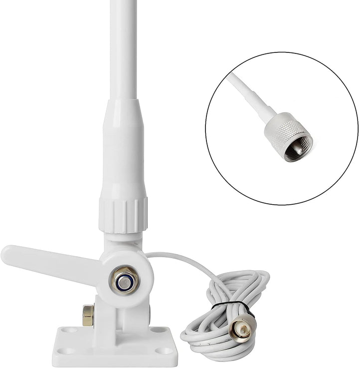 HYS VHF Marine Fiberglas Antenne 1,1 m/43,7 Zoll Verstärkung Antenne 7 Meter Koaxial Feeder mit PL-2