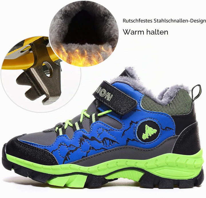 ZYLDK Kinder Winterschuhe Warm Gefütterte Winterboots Jungen Mädchen Trekkingschuhe Schneestiefel Ba