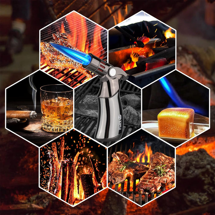 Butangas-Fackel Flamme Flamme verstellbare Flamme Sicherheitsverschluss zum Backen für Creme Brulee,
