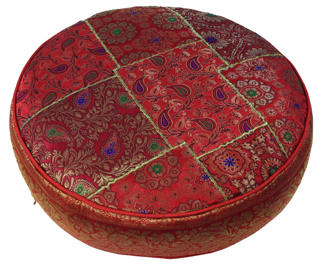 GURU SHOP Orientalisches Rundes Patchwork Kissen 40 cm, Sitzkissen, Bodenkissen mit Baumwollfüllung