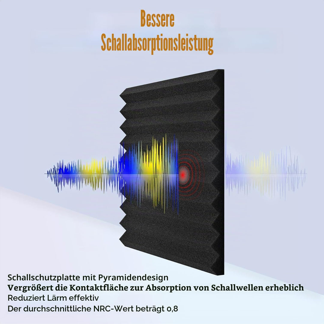 Akustikpaneele selbstklebend 12 Stücke,Akustikschaumstoffplatten Schallabsorbierende Platten Keile S