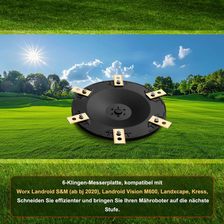 FourShow Mähroboter Messerteller + 6 Klingen Messerscheibe Rasenroboter Drehscheibe kompatible mit W