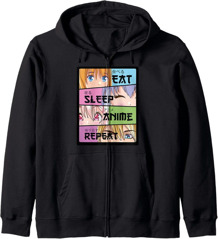 Manga Kawaii Merch - Eat Sleep Anime Repeat - Cute Anime Kapuzenjacke
