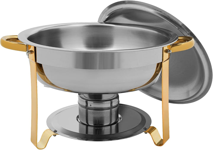 4er Set Rund Chafing Dish Set, Professional Speisenwärmer mit Deckel, 4,5L Edelstahl Buffet Wärmebeh