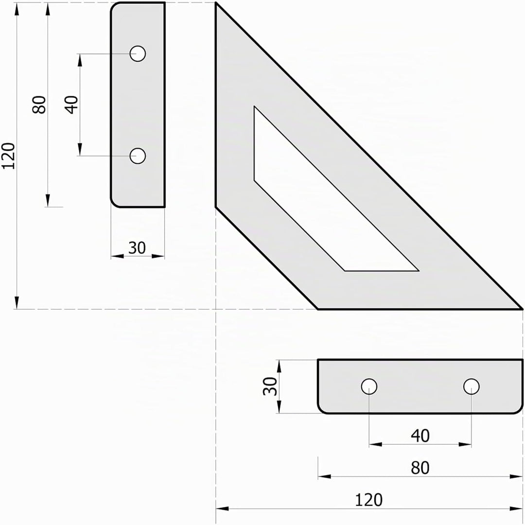 Sossai Regalträger 2er Set GSHR Truss 120x120 mm aus Stahl – Wandhalterung Regalwinkel für Regalbret