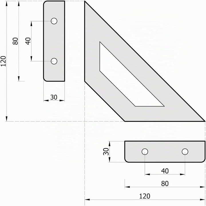 Sossai Regalträger 2er Set GSHR Truss 120x120 mm aus Stahl – Wandhalterung Regalwinkel für Regalbret