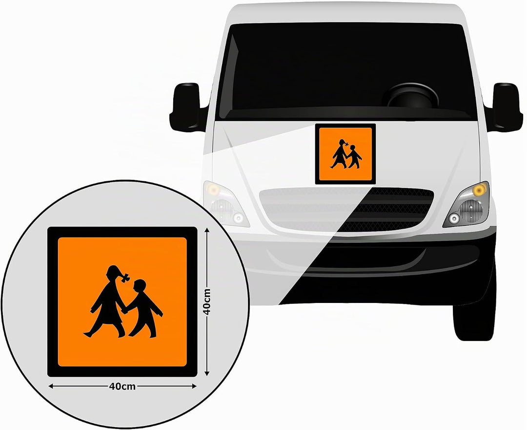 2x Schulbusschild Magnetschild Warntafel Schulbustafel Magnet Auto Schild Warnschild (Doppelpack 40x