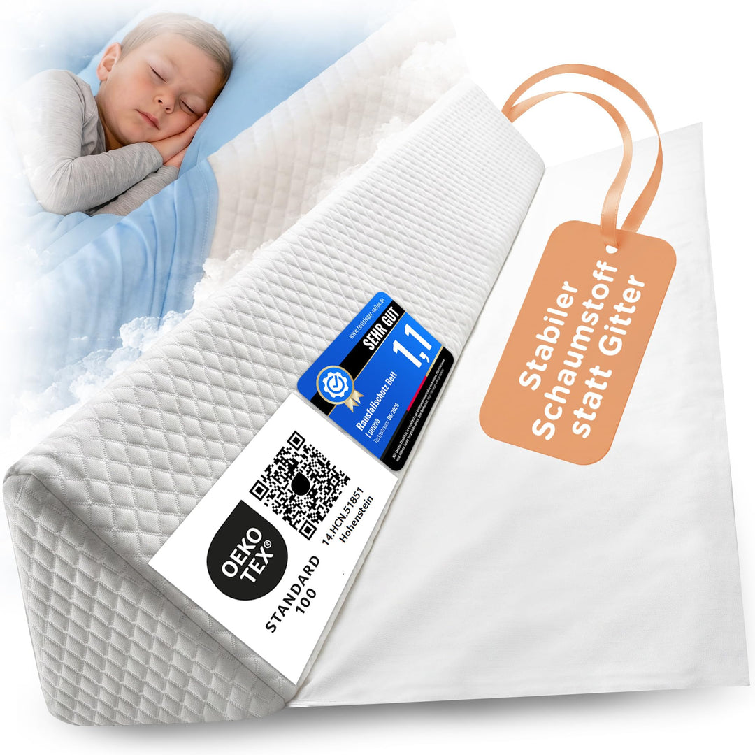 LUNOVA® Rausfallschutz Bett Kinder & Baby - Boxspringbett & Elternbett | Formstabiler Schaumstoff st
