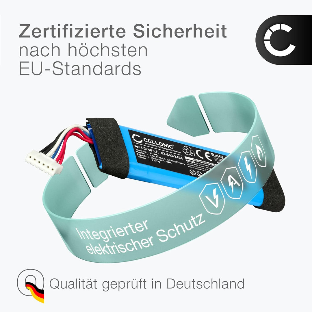 CELLONIC, Lautsprecherakku kompatibel mit JBL Flip Essential (3000mAh, 3.7V) 1x Ersatzakku L0748-LF,