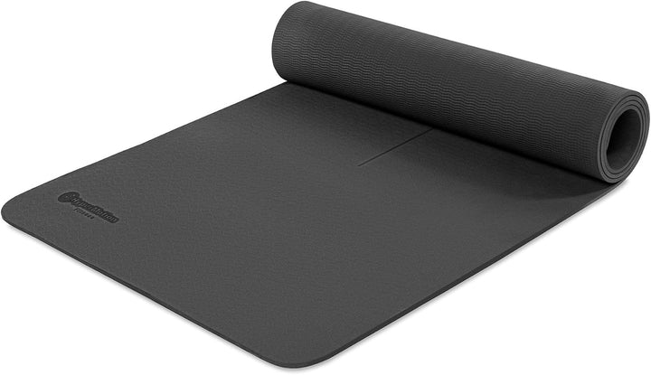 HyperMotion Yogamatte Fitnessmatte NBR 183x61x0,8 cm Schwarz, Rutschfest 8 mm, mit Tragegurt und Str