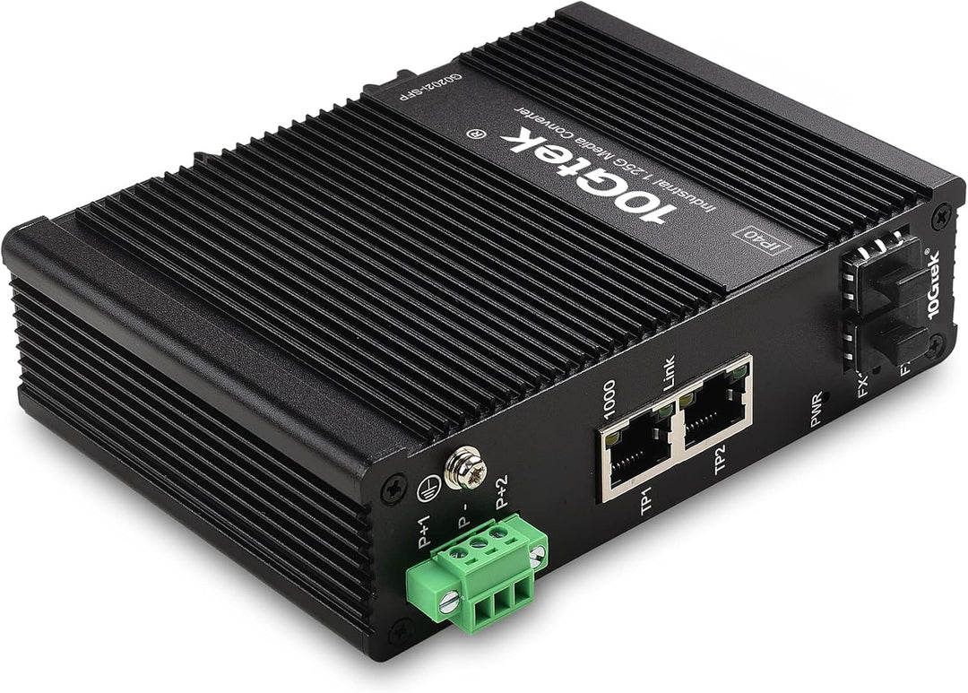 10Gtek 4-Port Industrial DIN-Rail Ethernet Switch Hutschiene, IP40, 2X Gigabit SFP Slot mit 20-km SF