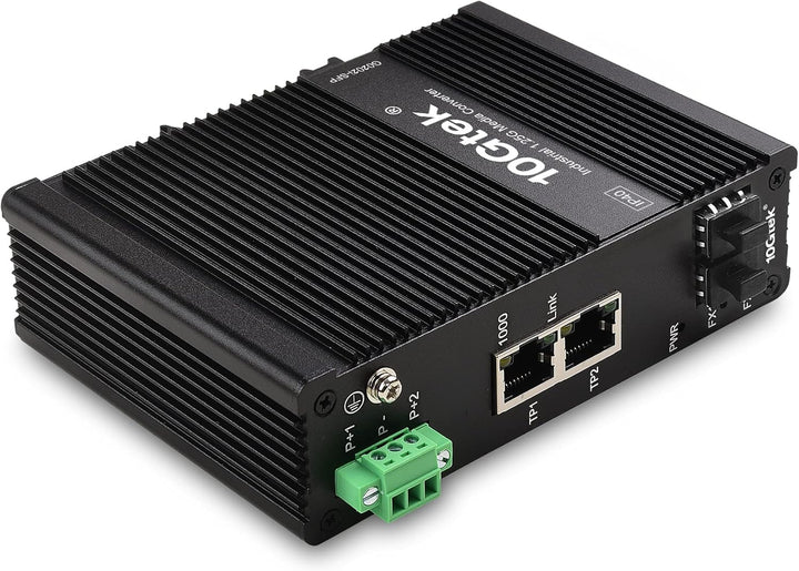 10Gtek 4-Port Industrial DIN-Rail Ethernet Switch Hutschiene, IP40, 2X Gigabit SFP Slot mit 20-km SF