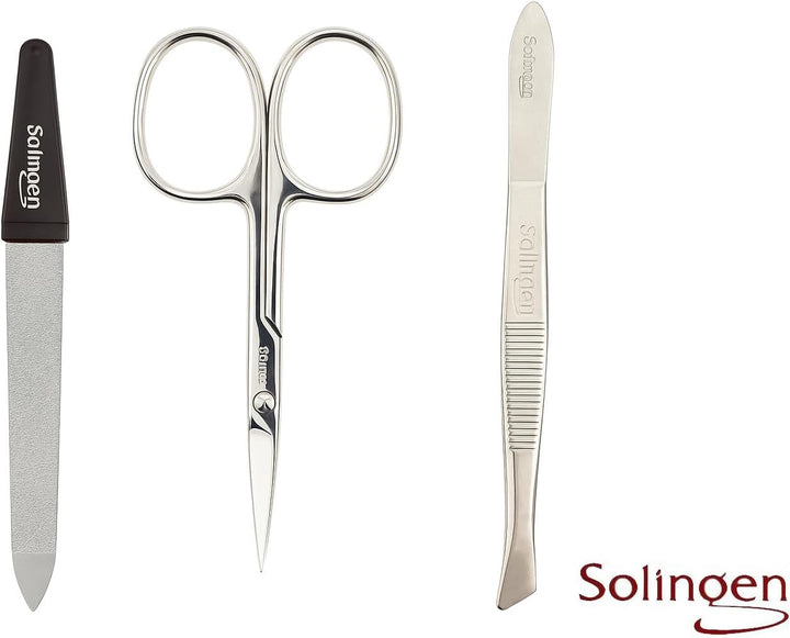 5-tlg Maniküre-Set aus Echtleder – Made in Germany | Solingen Instrumente im Etui Beere, Beere