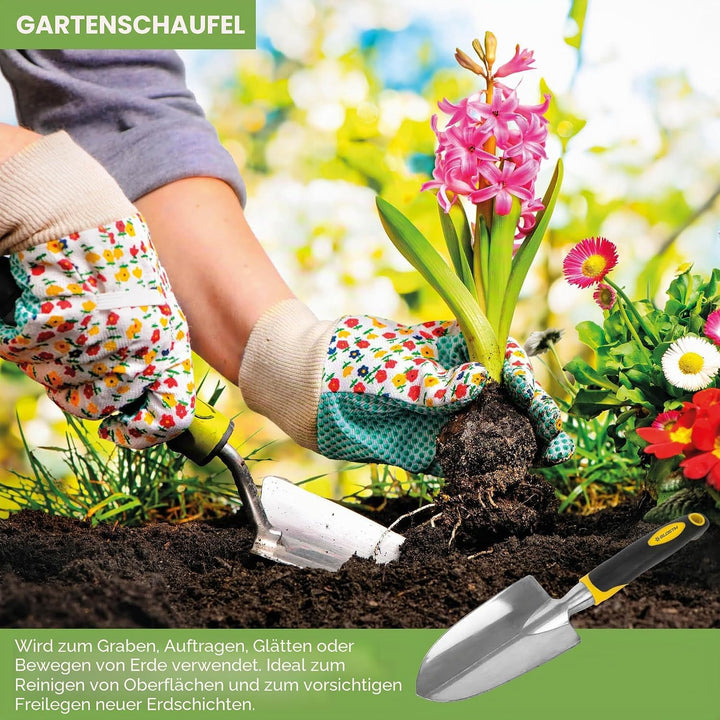 BLOSTM Gartengeräte Set 5-Teilig - Robuste Gartenwerkzeug Set mit Ergonomischen Griffen - Handschauf