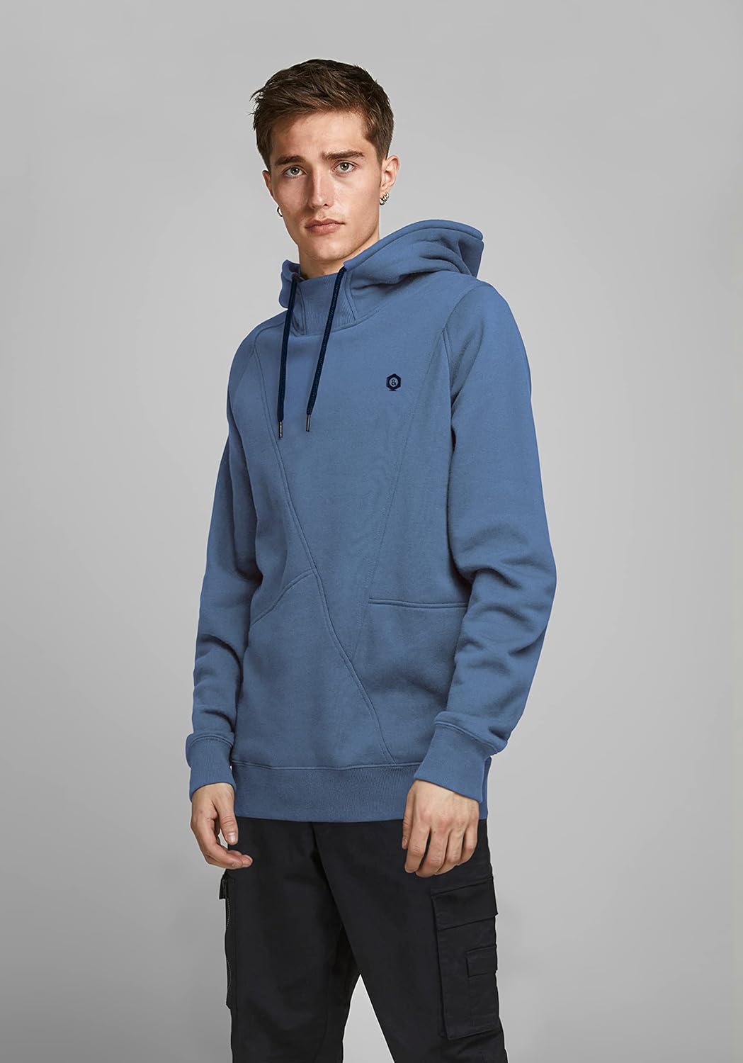 JACK & JONES Male Sweatshirt Detaillierter M China Blue, Detail Navy Blazer, M China Blue, Detail Na