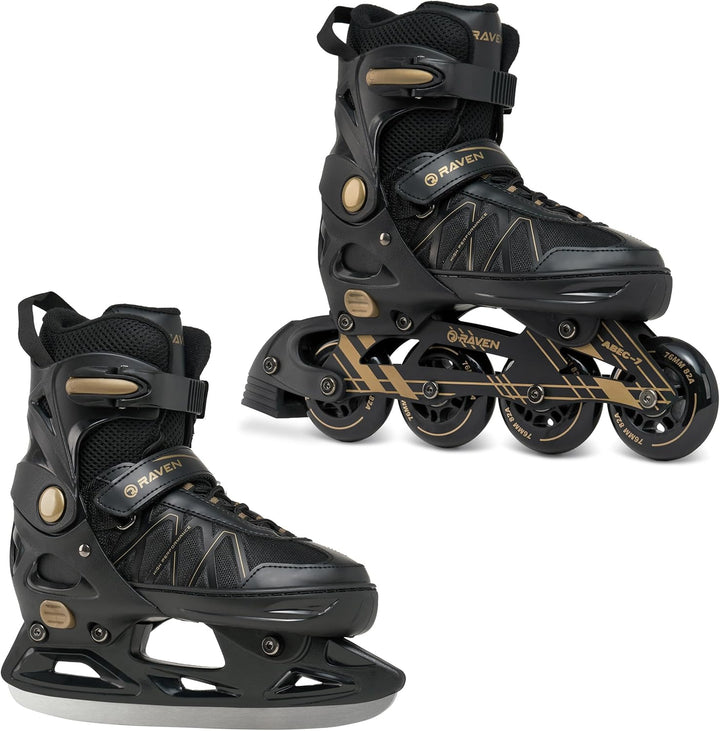Raven 2in1 Verstellbare Inlineskates-Eishockey Expert mit Triple-Vent-System, Carbon Abec7 Kugellage