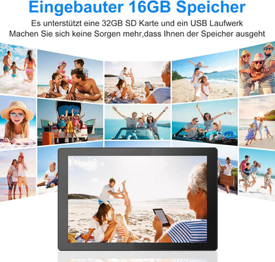 SURFOU Digitaler Bilderrahmen WLAN, 10.1 Zoll IPS HD Touchscreen Elektronischer Fotorahmen 1280P mit
