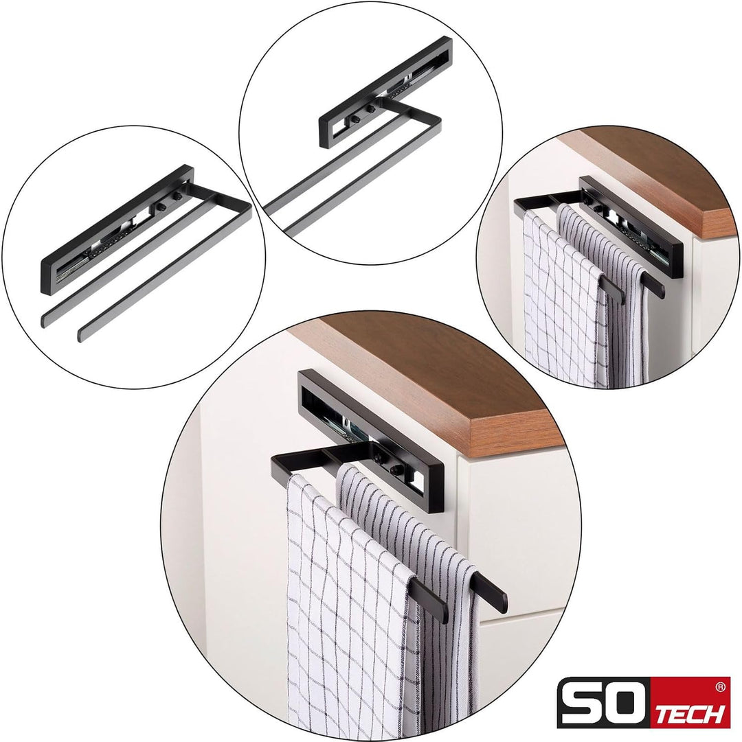 SOTECH Handtuchauszug Style 2-armig schwarz 325 mm Auszugsweg 145 mm | Handtuchhalter für Seitenmont