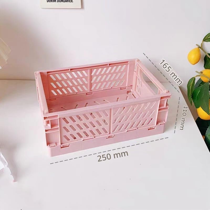 6 Stück Rosa Klappbox 25×16×10cm,Klappkiste Körbe Aufbewahrung Zusammenklappbarer Tragbar Aufbewahru