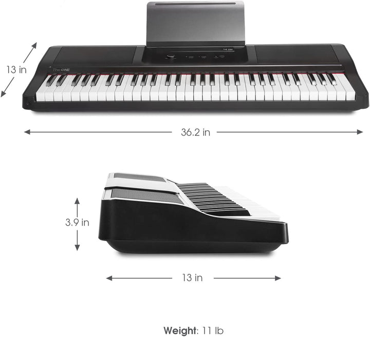 The ONE Smart Keyboard Light, 61 Tasten E-Piano mit Anschlagdynamik, tragbares Keyboard für Anfänger