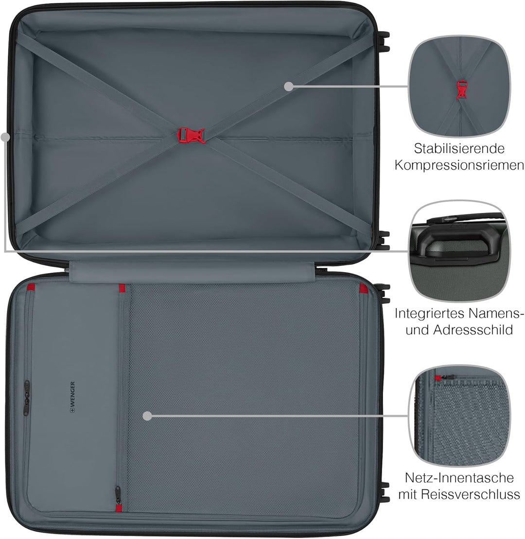 WENGER Prymo Large Hartschalenkoffer mit 4 Rollen, Trolley, Gross, 93 (107) l, Sicherheitsschloss, D