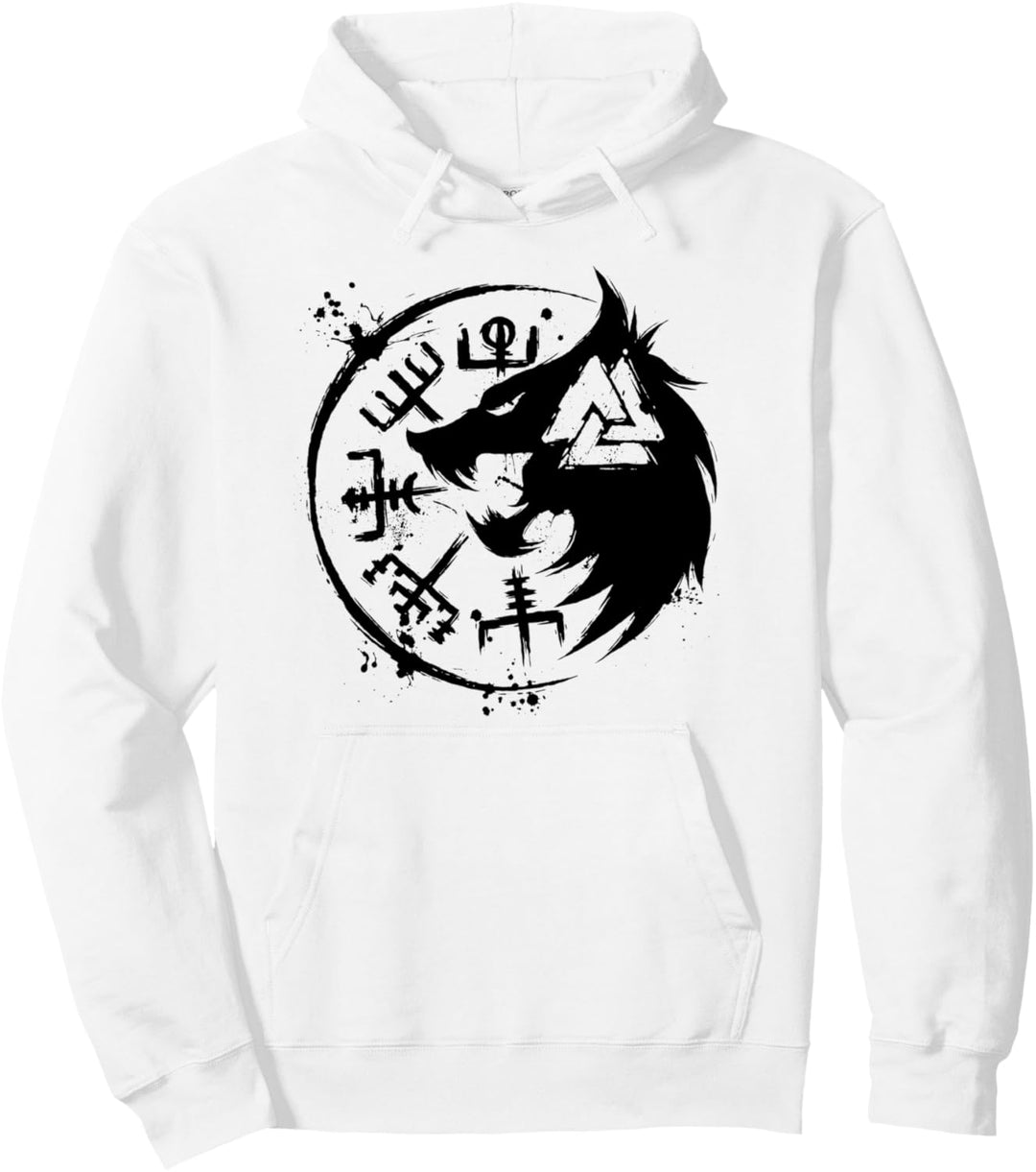 Fenrir Wolf Fenris-Wolf - Viking Vegvisir Valknut Pullover Hoodie