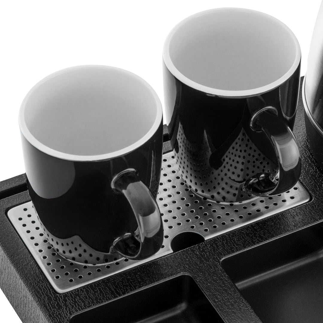 Adler Wasserkocher Set Edelstahl 1,2L mit Tablett & 2 Tassen | Kompakte Teestation & Kaffeebar für H