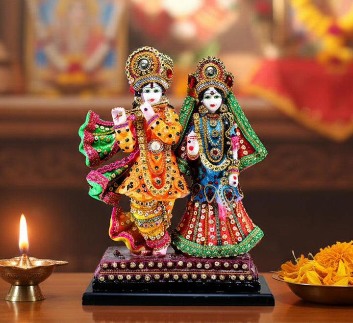 eSplanade Resin Radha Krishna on Chair Murti Idol Statue Sculpture (Radha Krishna Standing), Radha K