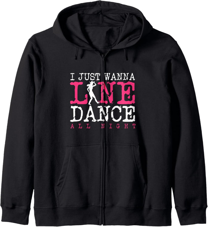 Linedance Die Ganze Nacht Tanzen Cowgirl Tänzerin Geschenk Kapuzenjacke
