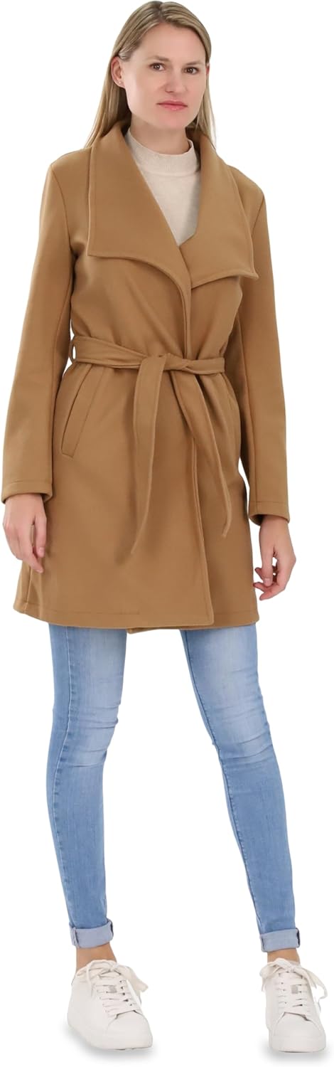 malito – Damen Trenchcoat einfarbig mit Gürtel & Taschen – klassischer Mantel für Herbst & Winter –