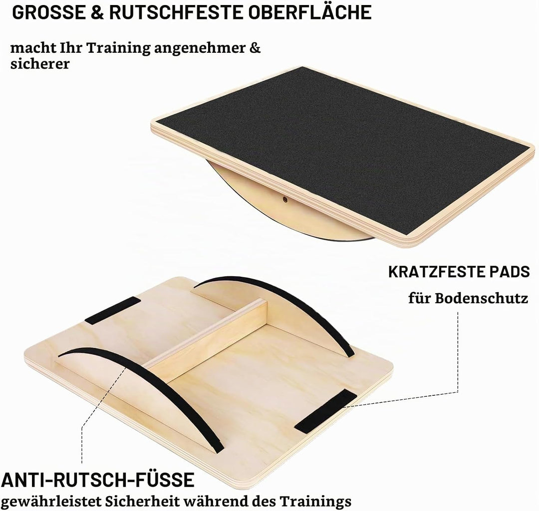Balance Board Holz – Rutschfestes Balance Board für Erwachsene, Gleichgewichtstrainer Professionelle