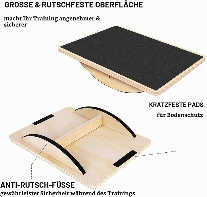 Balance Board Holz – Rutschfestes Balance Board für Erwachsene, Gleichgewichtstrainer Professionelle