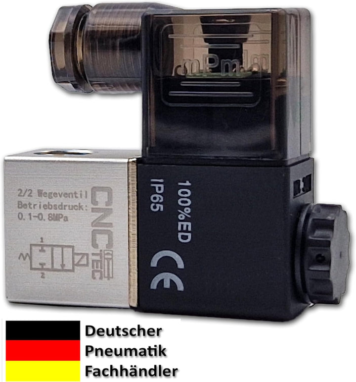 Pneumatik-Ventil 2/2 Wege 1/4" 12 Volt Magnetventil Druckluft-Ventil 2/2 Wege 1/4 12 Volt Dc, 2/2 We