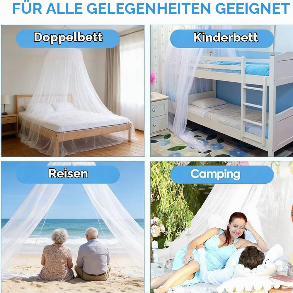 Moskitonetz, Moskitonetz Bett für Doppelbett Einzelbett, Moskitonetz Reise, Feinmaschig und langlebi