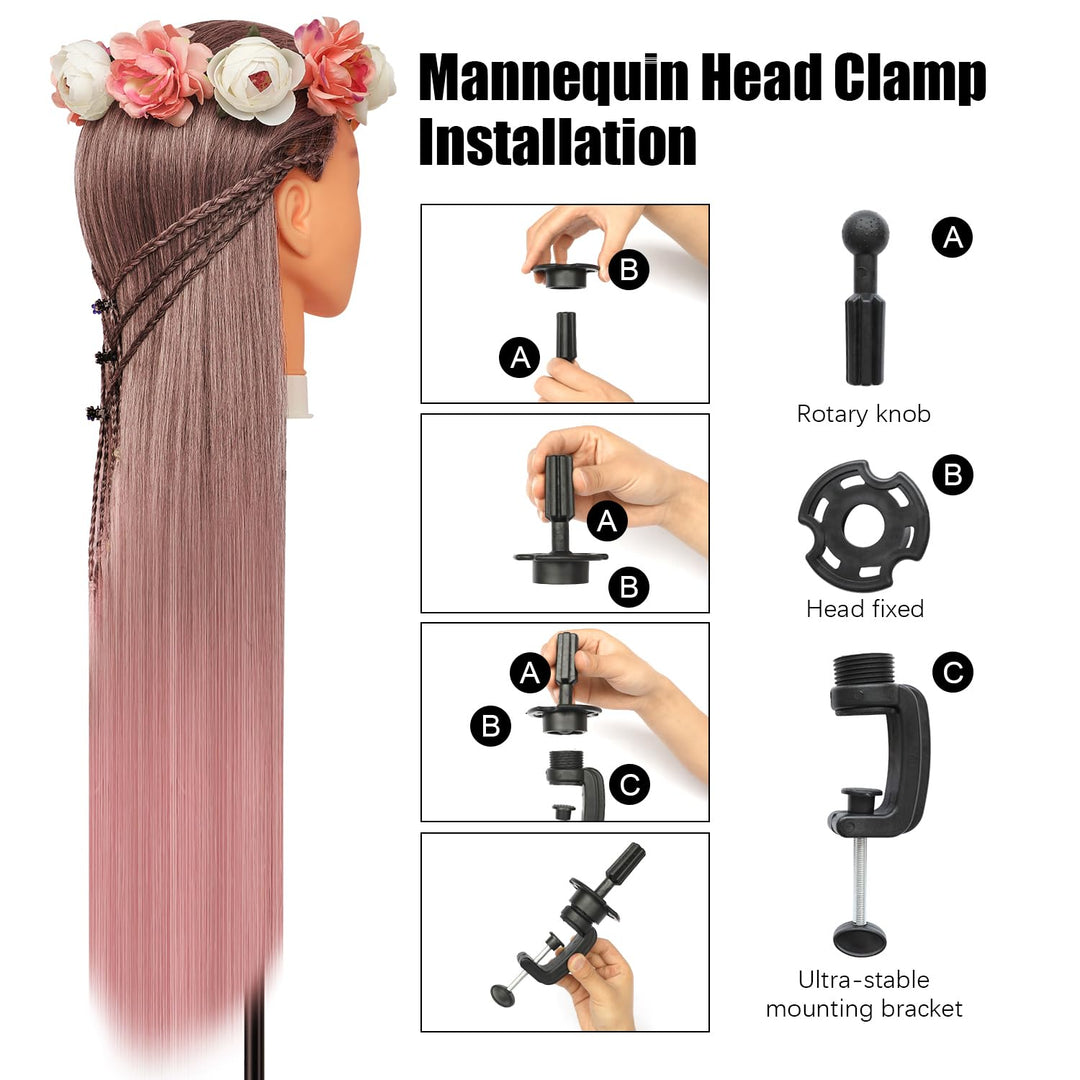 Trainingsköpfe, 28 inch Übungskopf Frisierkopf Friseur 100% Synthetikfaser-Haar Styling Kopf Frisier