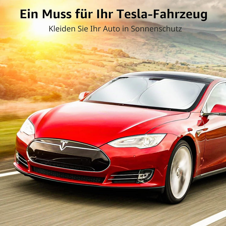 Sonnenschutz exklusiv für Tesla Model 3 / Y, Frontscheibe, Doppellagiges lichtundurchlässiges Gewebe