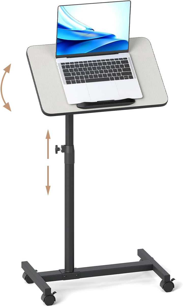 COSTWAY Betttisch auf Rollen höhenverstellbar, Pflegetisch mit neigbarer und 360° drehbarer Tischpla