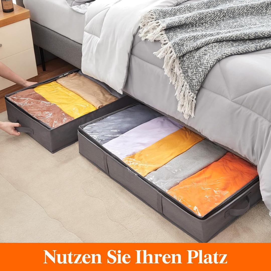 Lifewit 6 Stück Unterbett Aufbewahrungsbox mit Deckel, Unterbettkommode Faltbare Unterbett Aufbewahr
